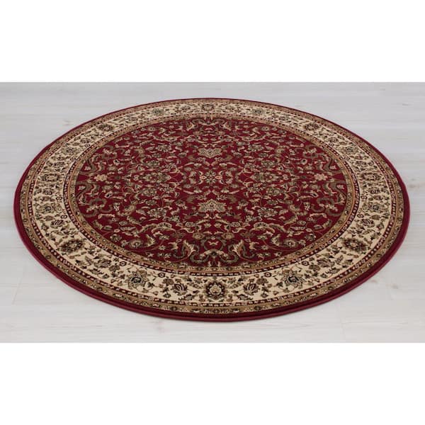 Persian Classics Kashan Red 8 ft. Round Area Rug