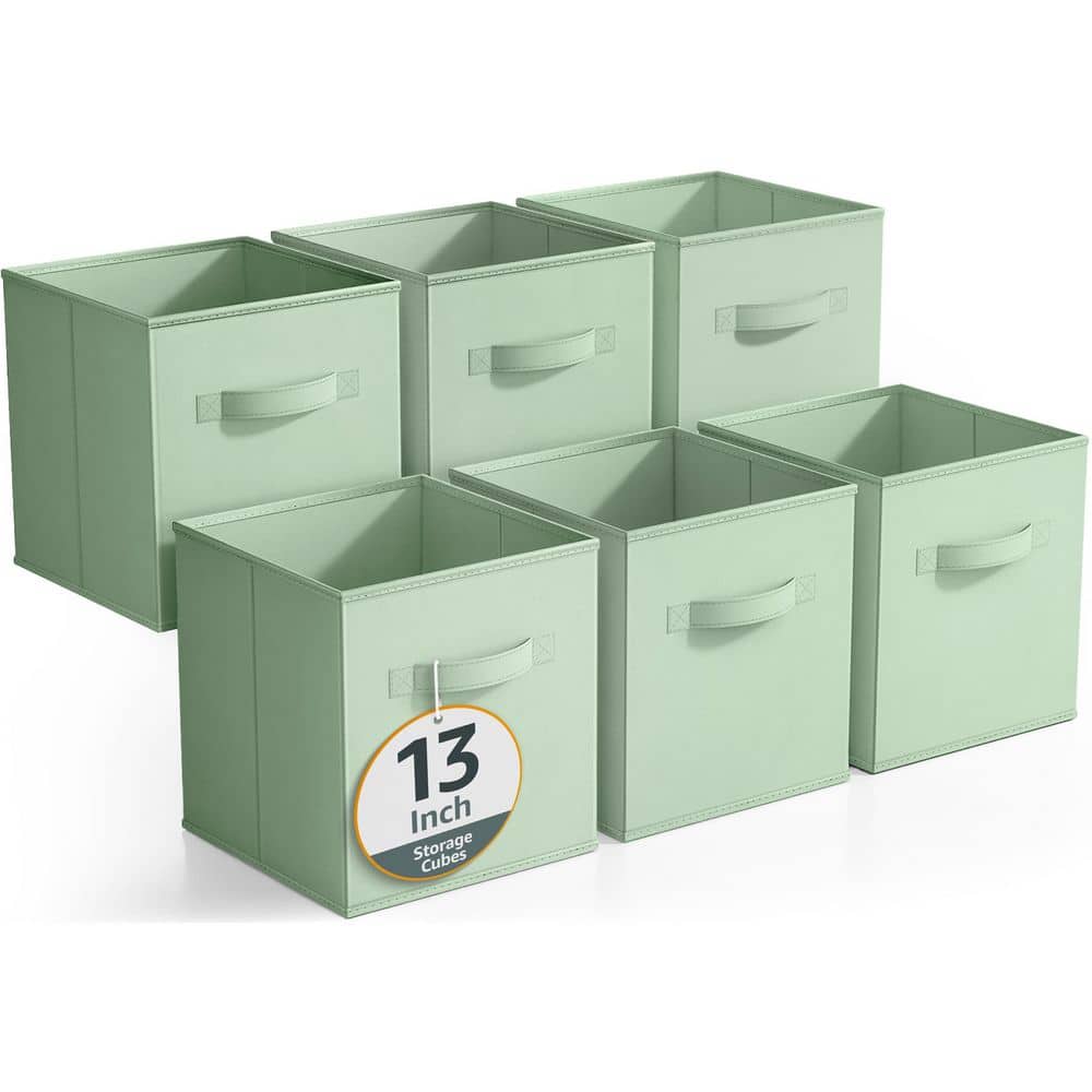 Large Storage Cubes with Handles, Green 13 in. x 13 in. Fabric Decorative B