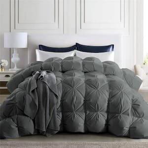 800 Fill Power Full Size 93% White Goose Down Winter Comforter in Gray