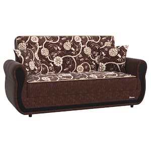 Madrid Collection Convertible 70 in. Brown Chenille 2-Seater Loveseat with Storage