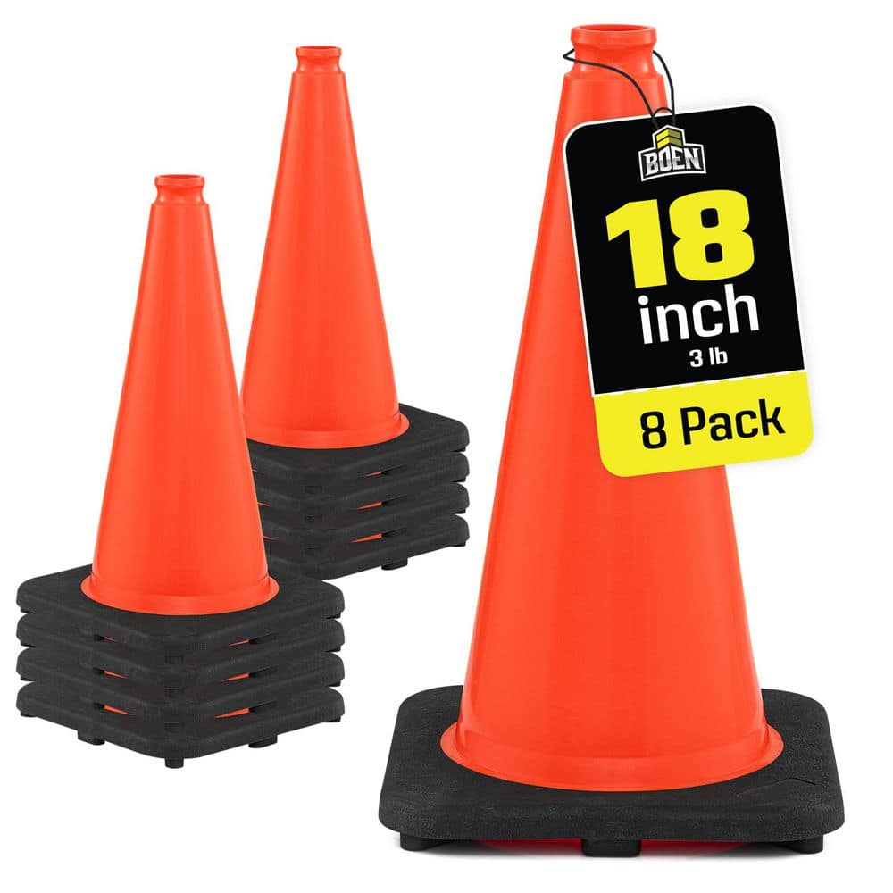 18 in, Orange Traffic Cone, 8-Pk, Safety Cones W/Heavy-Duty Base price history on PriceWatchPro