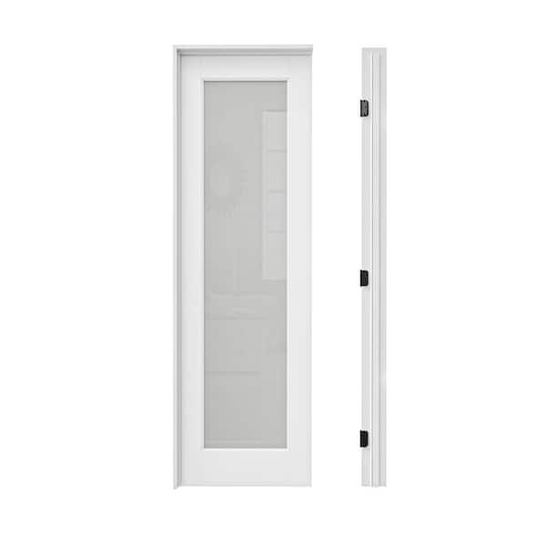 24 in. x 80 in. 1-Lite Frosted Glass Right Hand White Solid Core Glass Single Prehung Interior Door+ Quick Assemble Jamb