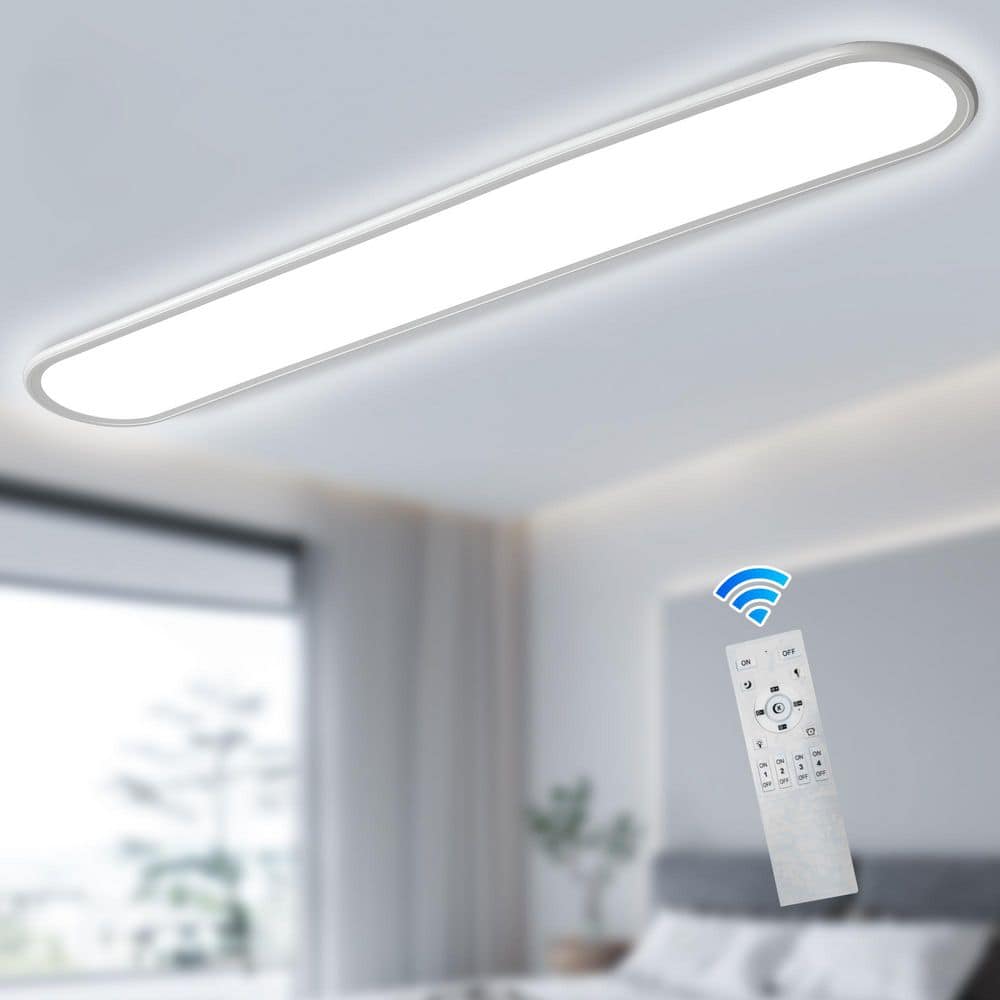 Genoci 55.11 in. 60-Watt Modern White Rectangle Dimmable