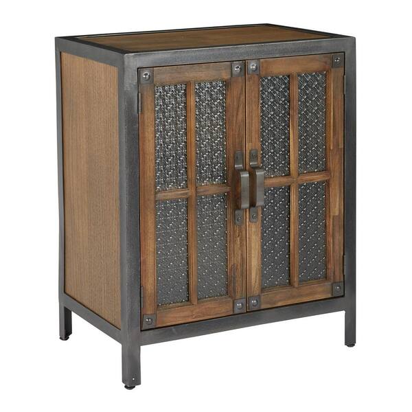 OSP Home Furnishings Barcelona Alder 2-Door Console with Rustic Metal