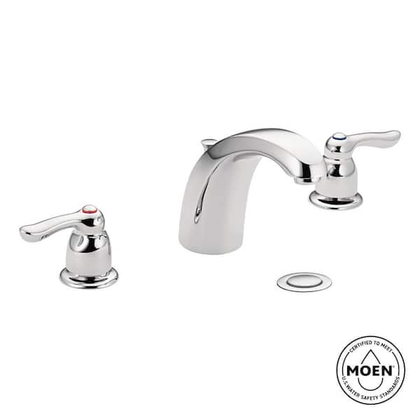 MOEN Chateau 8 in. Widespread 2-Handle Low-Arc Bathroom Faucet with Drain Assembly in Chrome