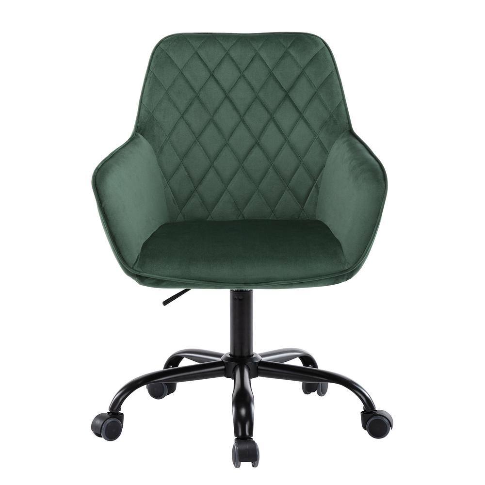 Ergonomic Green Velvet Upholstered Swivel Office Chair Task Chair with Adju