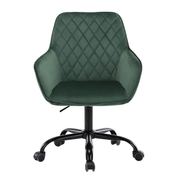 Unbranded Ergonomic Green Velvet Upholstered Swivel Office Chair Task Chair with Adjustable Height