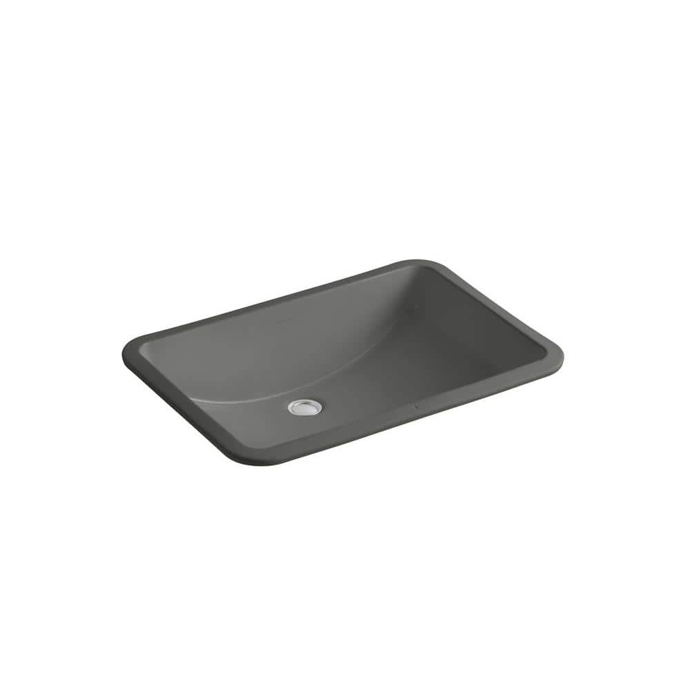 Thunder Grey Ceramic Rectangular Undermount Bathroom Sink