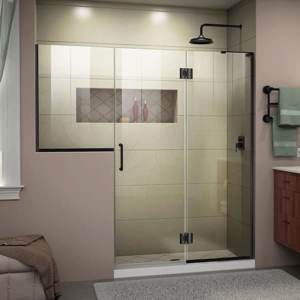 DreamLine Unidoor-X 71 to 71.5 in. x 72 in. Frameless Hinged Shower Door in Matte Black