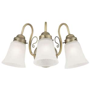 3-Light Oyster Bronze Interior Wall Fixture with Frosted Ribbed Design Glass