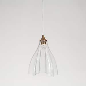 Juanshin 1-Light Matte Black and Plating Brass Integrated LED Mini Pendant Light with Clear Glass Shade