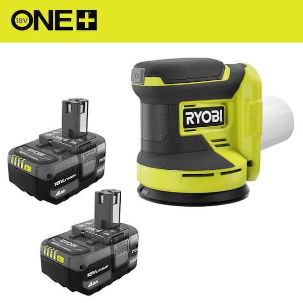 ONE+ 18V Lithium-Ion 4.0 Ah Battery (2-Pack) with FREE 18V ONE+ Cordless 5 in. Random Orbit Sander