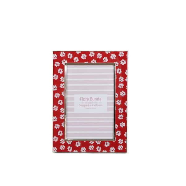 4 x 6 Red Floral Aluminum Picture Frame