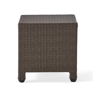 Maverick Light Brown Square Faux Rattan Outdoor Patio Side Table