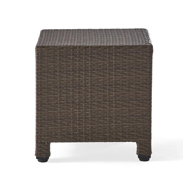 Noble House Maverick Light Brown Square Faux Rattan Outdoor Patio Side Table
