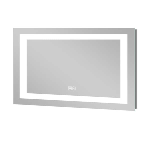 NEUTYPE 36 in. x 20 in. Modern Rectangle Wall-Mounted Bathroom Vanity LED Mirror With Lights