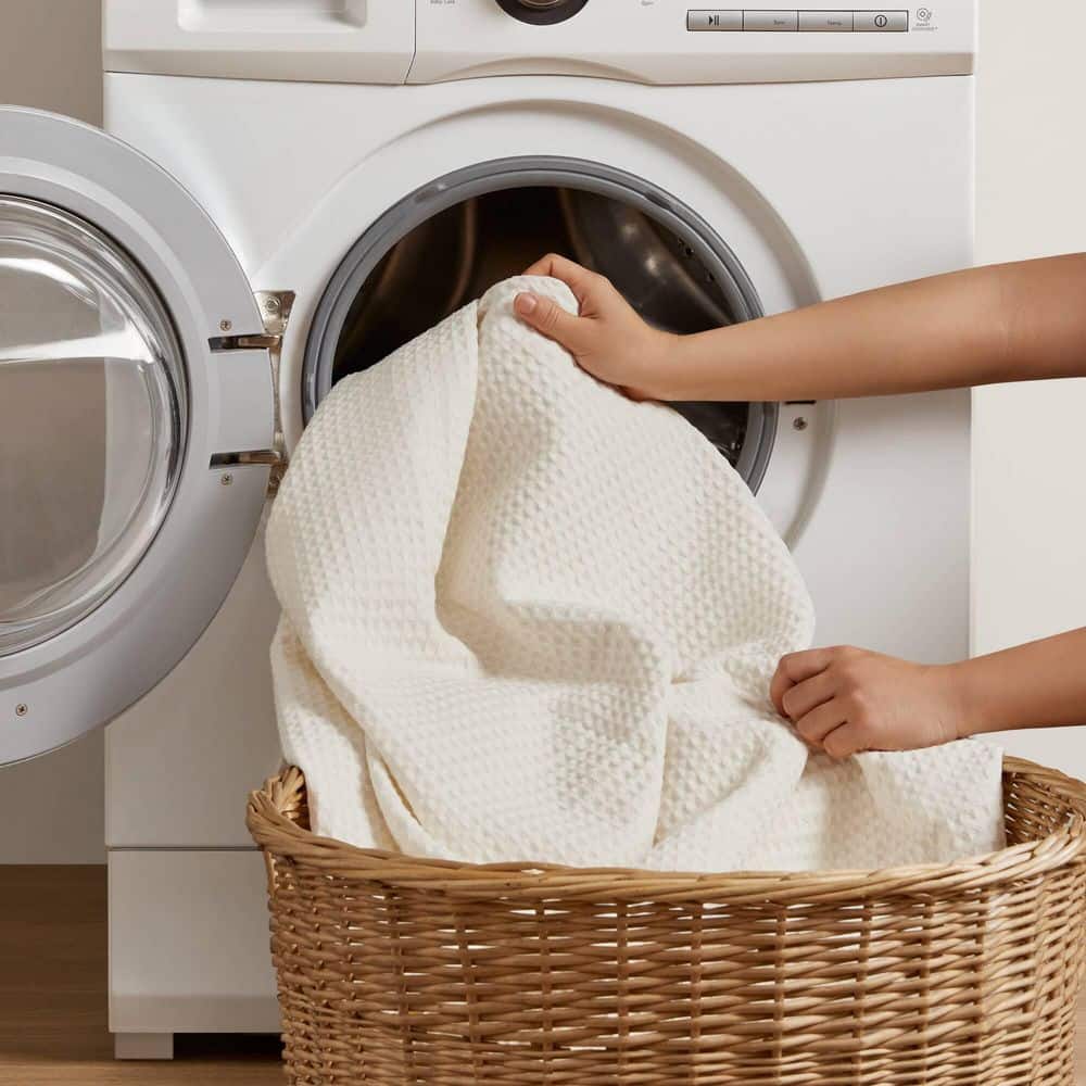 Ivory Waffle Weave Breathable Cotton Full/Queen Blanket