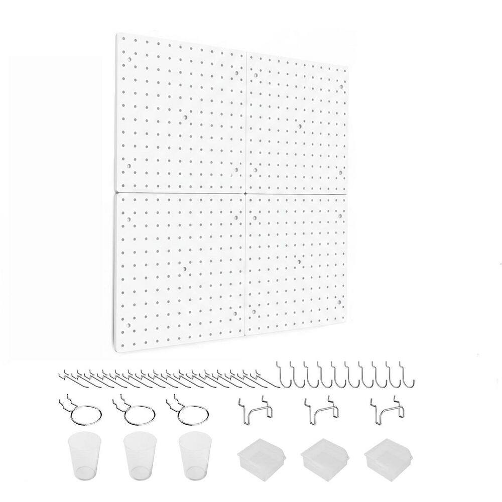 Pegboard Wall Organizer Kit 36pcs White Plastic Strong Construction with Hooks and Cups for Garage Office Craft price history on PriceWatchPro