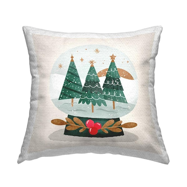 Stupell Industries Seasonal Wintery Snow Globe Multi-Color Square Outdoor Throw Pillow