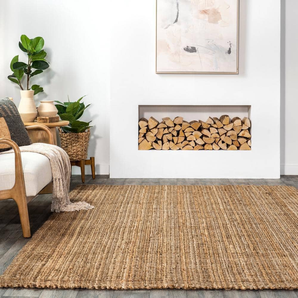 Kiwa Natural Jute 6' x 9' Handwoven Farmhouse Area Rug
