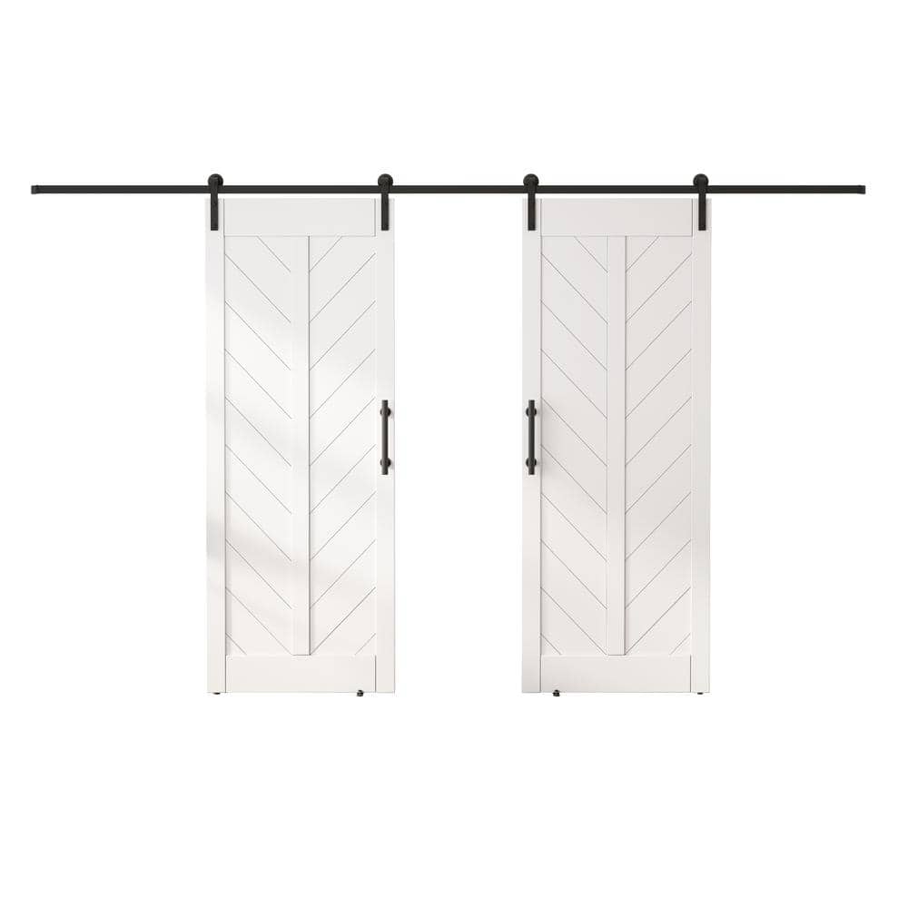 60 in. x 84 in. MDF Sliding Barn Door with Hardware Kit, Covered with Water