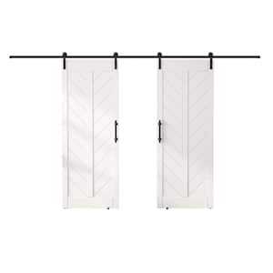 60 in. x 84 in. MDF Sliding Barn Door with Hardware Kit, Covered with Water-Proof PVC Surface, White, V-Frame