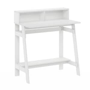 32 in. Rectangular White Computer Desk with Hutch