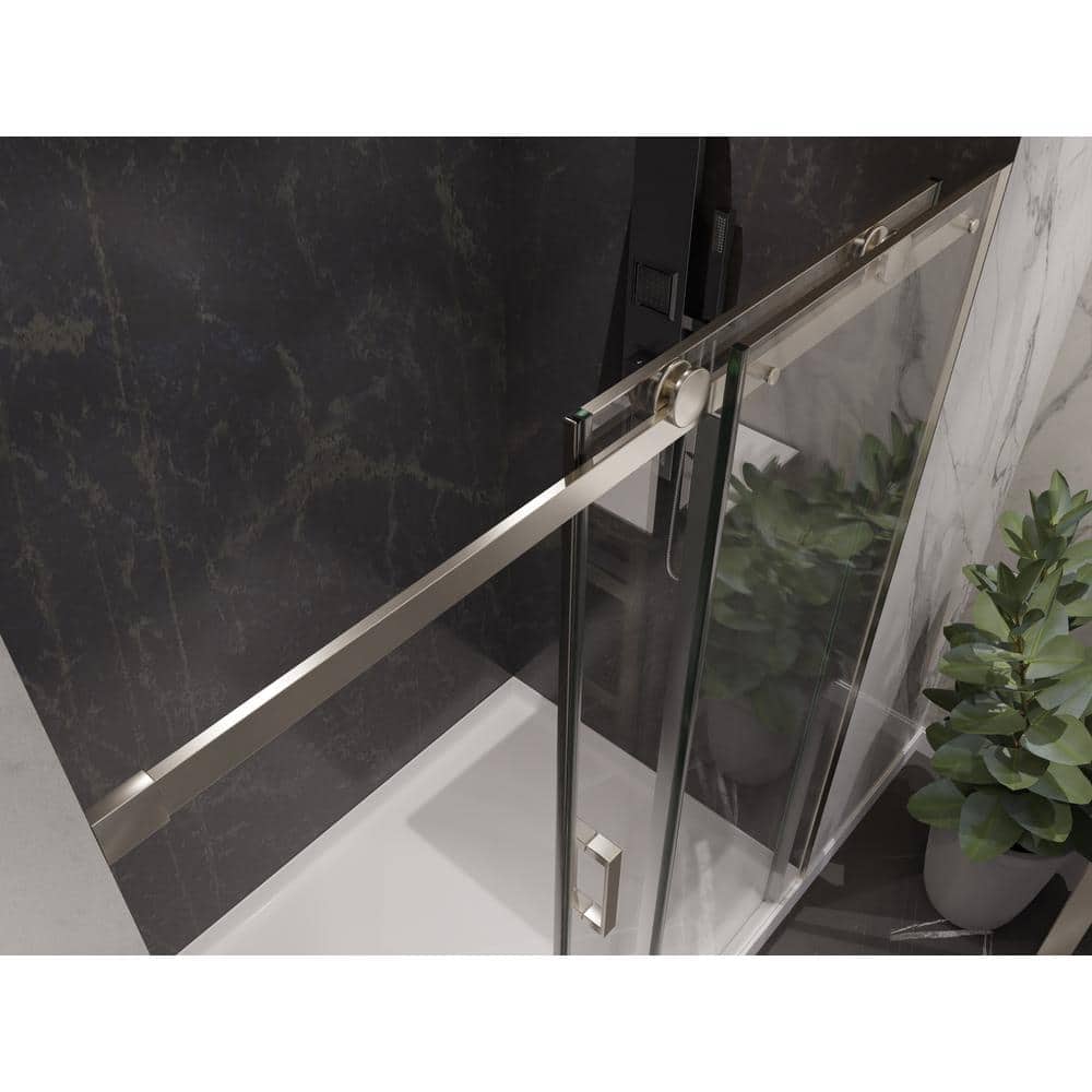 Rhodes 60" x 76" Frameless Sliding Shower Door in Brushed Nickel