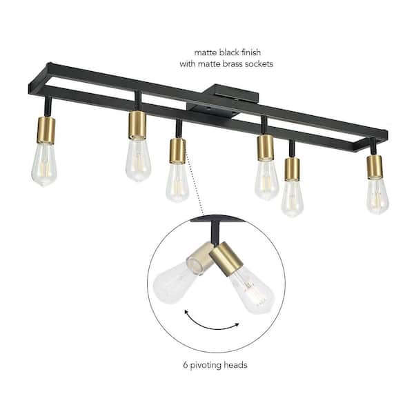 Globe Electric 64000097 64" 6-Light Track Lighting, Matte White, Center