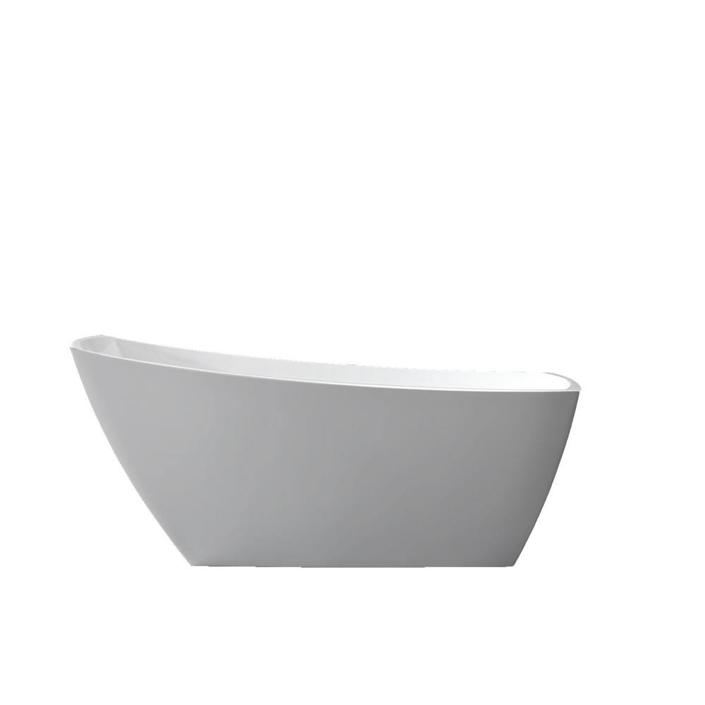 Albi 67 in. Acrylic Flatbottom Non-Whirlpool Freestanding Bathtub in Glossy White price history on PriceWatchPro