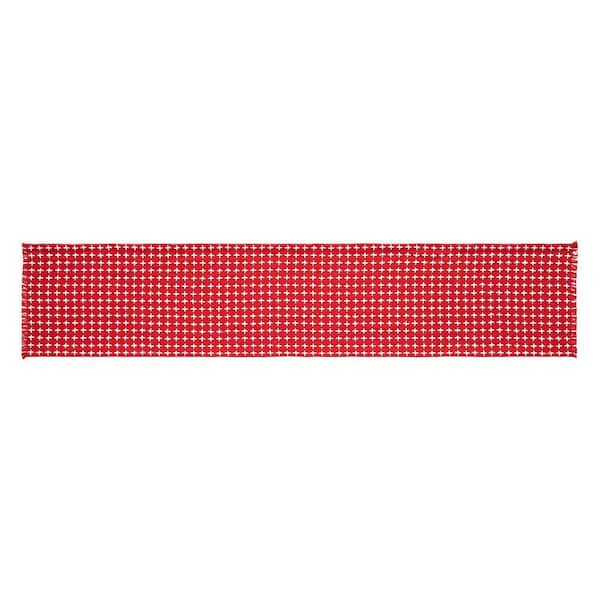 Gallen 12 in. W x 60 in. L Red Ivory Cross Stitch Cotton Polyester Table Runner