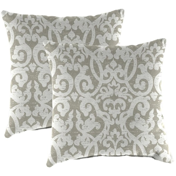 Jordan Manufacturing 22 in. L x 22 in. W x 8 in. T Square Outdoor Throw Pillow in Compote Fog (2-Pack)
