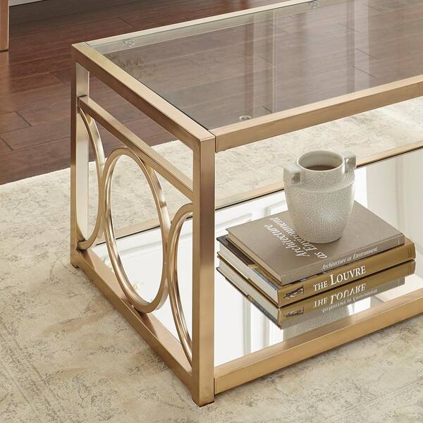 Gold Large Rectangle Glass Coffee Table, Extra Large Rectangular Glass Coffee Table