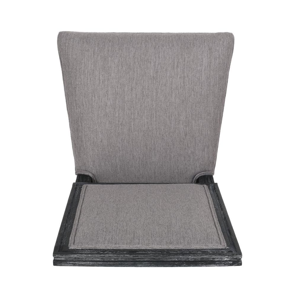 Gray Upholstered Rubberwood High Back Dining Chairs, Set of 6