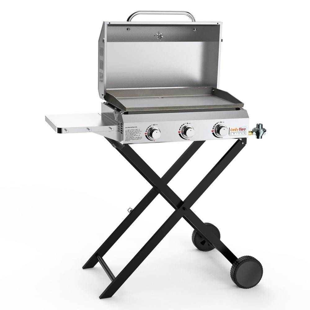 Stainless Steel 3-Burner Portable Propane Gas Grill with Cart