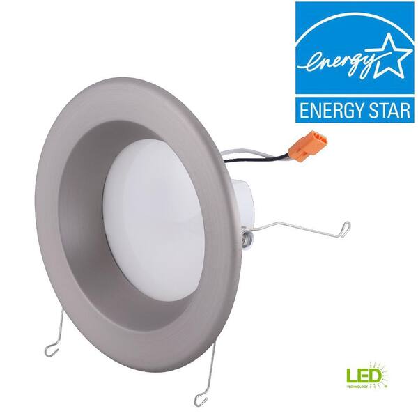 EnviroLite 6 in. Brushed Nickel Integrated LED Recessed Ceiling Light with Trim Ring, 3500K, 92 CRI