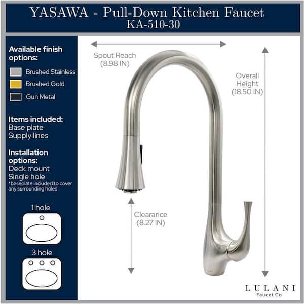 8.27 in. Single-Handle Pull-Down Sprayer Kitchen Faucet in Brushed Nickel 8.27 in. Single-Handle Pull-Down Sprayer Kitchen Faucet in Brushed Nickel
