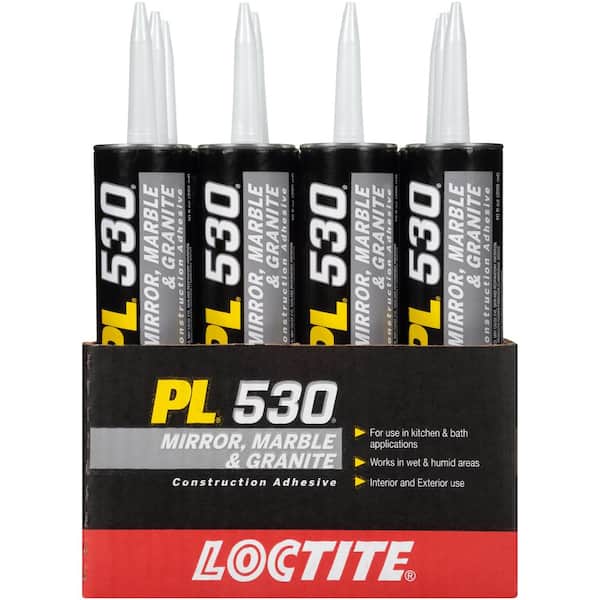 PL Max Mirror, Marble, and Granite, White Construction Adhesive, 9 fl. oz. Cartridge (12-Pack)