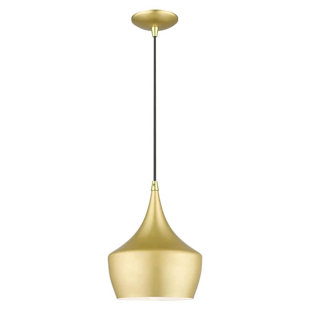 Goodwin 60-Watt 1 Light Polished Brass Shaded Pendant Light with Aluminum Shade with No Bulbs Included price history on PriceWatchPro