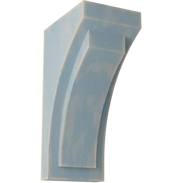 Ekena Millwork 4 in. x 10 in. x 5-3/4 in. Driftwood Blue Medium Felix Wood Vintage Decor Corbel