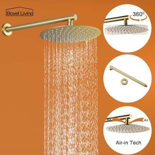 Gold Bathroom 8 Square Rainfall Shower Faucet Set Wall Mounted Space  Aluminum 3-Ways Swivel Tub Spout Shower Mixer Taps - AliExpress