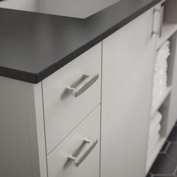 Beveled 3 in. (76 mm) Classic Satin Nickel Cabinet Drawer Pull