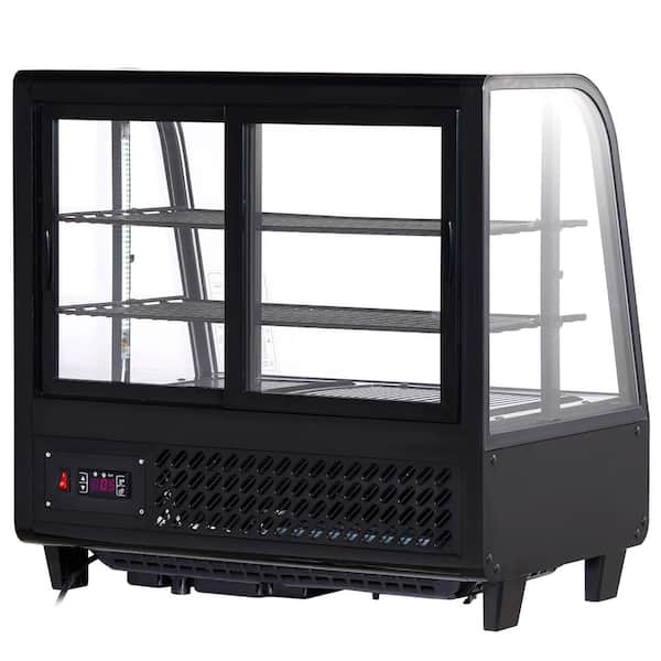Refrigerated Display Case 3.5 cu. ft. 100 L 2-Tier Countertop Pastry Refrigerator LED Lighting and Turbo Cooling Black