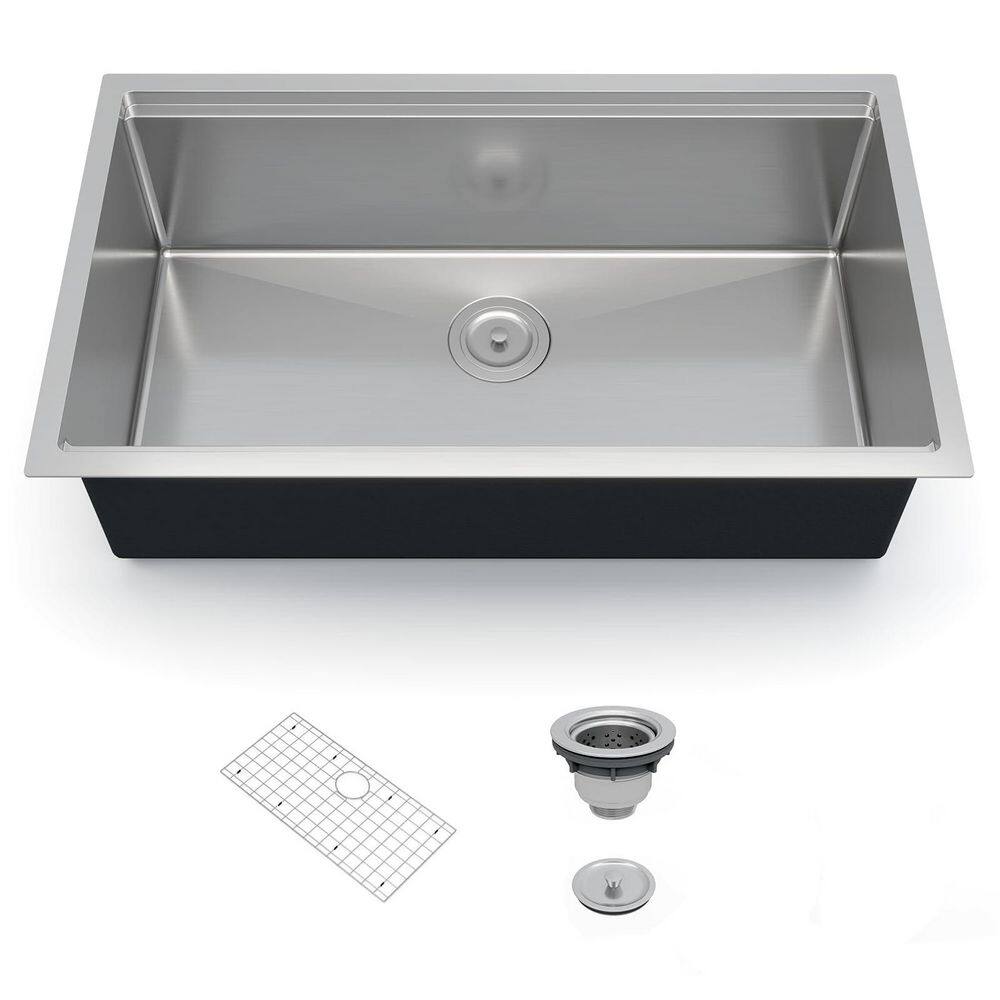 33 in. Undermount Single Bowl 18 Gauge Stainless Steel Kitchen