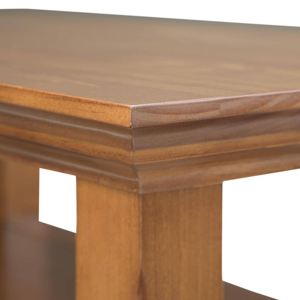 Acadian Solid Wood 14" Light Golden Brown Narrow Side Table with Storage