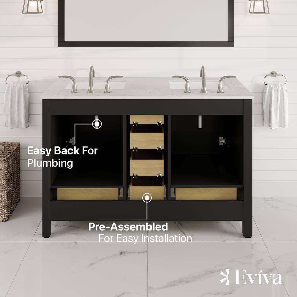 Espresso Solid Wood Double Sink Bathroom Vanity with Carrara Quartz Top