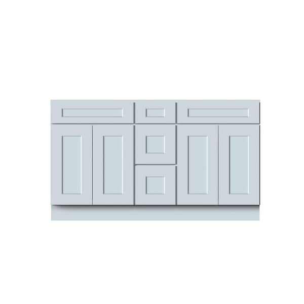 60 in. W X 34.5 in. H X 21 in. D Plywood Ready to Assemble Floor Base Kitchen Cabinet in Gray with Drawer