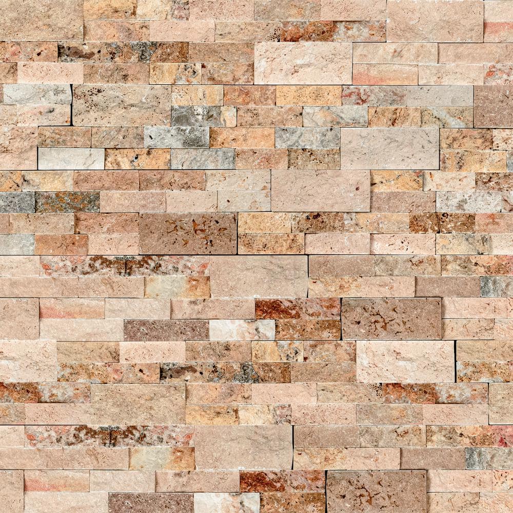 Picasso Ledger Panel 4 in. x 4 in. Splitface Travertine Wall Tile Sample price history on PriceWatchPro