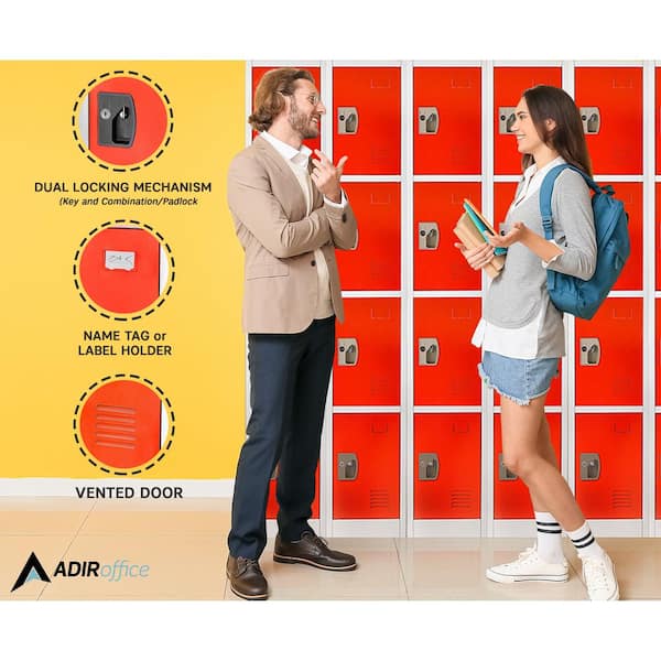 AdirOffice 72" 4-Tier Red Storage Locker, 4/Pack (629-204-RED-4PK)