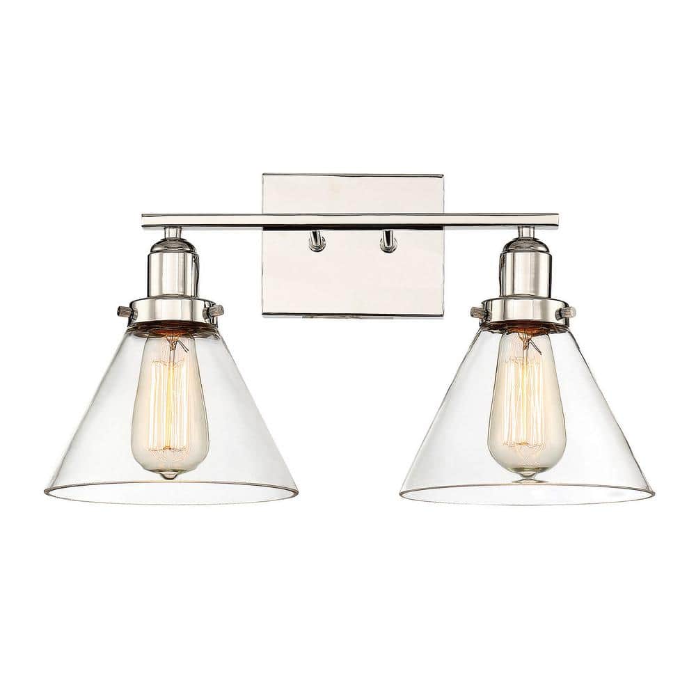 Savoy House 8-9130-2-109 Drake 2 Light Bathroom Vanity Light in a Polished Nickel Finish with Clear Glass (missing glass)